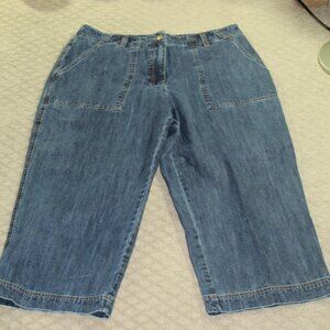 Jones Sport Women's 12 Wide Leg Super High Rise Slash Pockets Blue Jeans